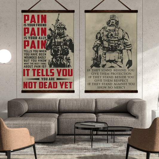 SD018 + SD033 - If -Show No Mercy - PAIN - It Tells You - You Are Not Dead Yet - Home Decoration - Vertical Poster - Vertical Canvas - Soldier Canvas