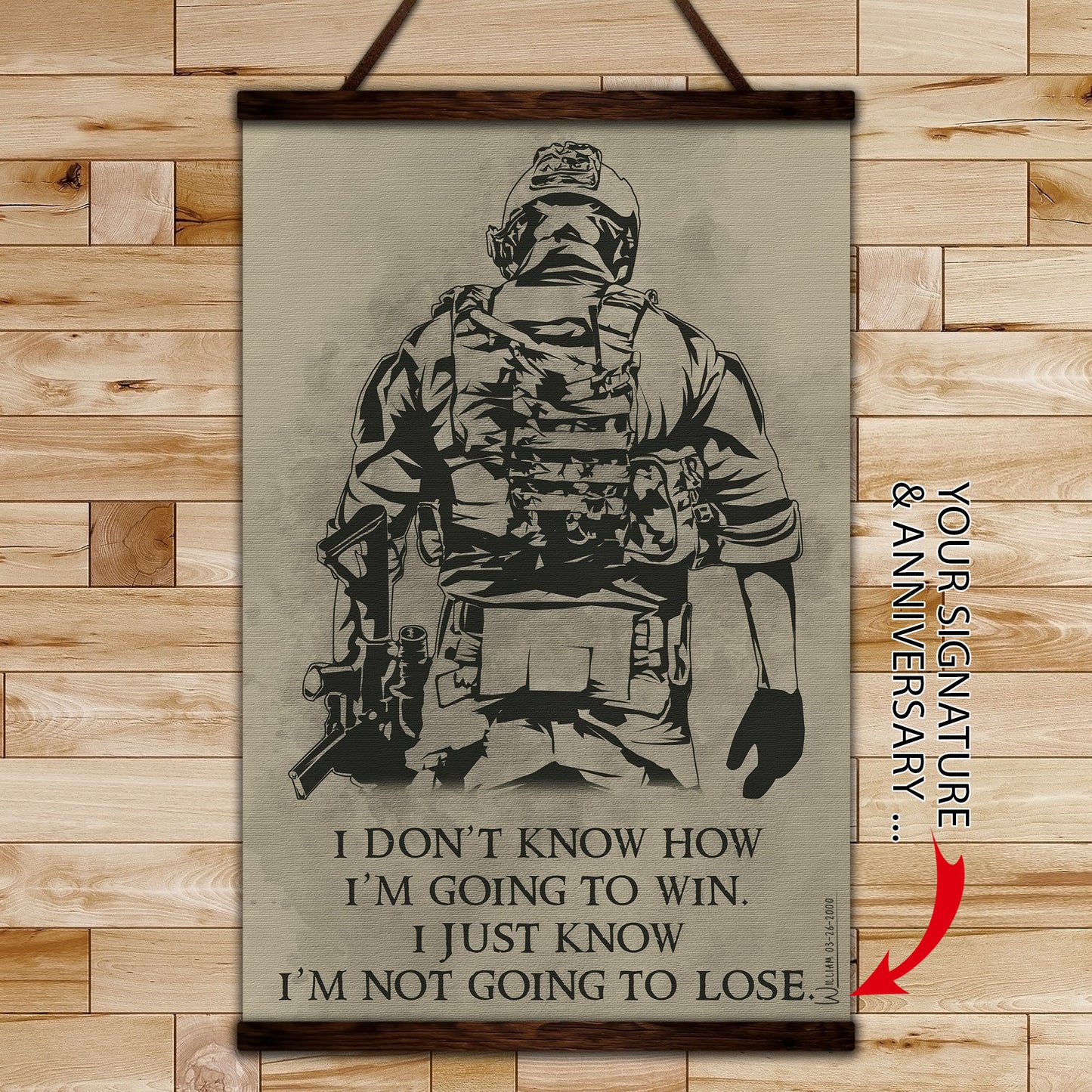 sd019 + sd033 - i'm not going to lose -pain - it tells you - you are not dead yet - home decoration - vertical poster - vertical canvas - soldier poster