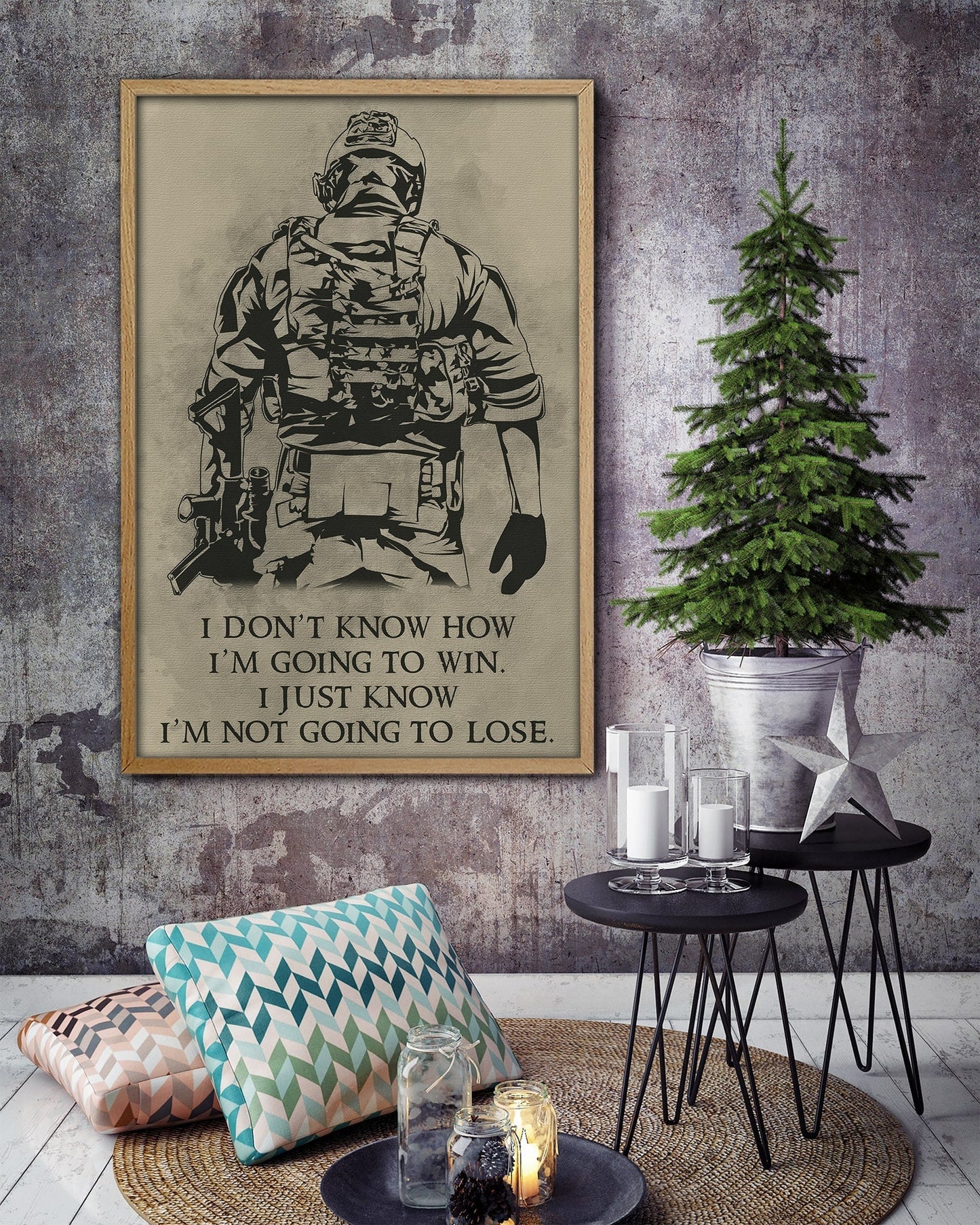 sd019 + sd033 - i'm not going to lose -pain - it tells you - you are not dead yet - home decoration - vertical poster - vertical canvas - soldier poster