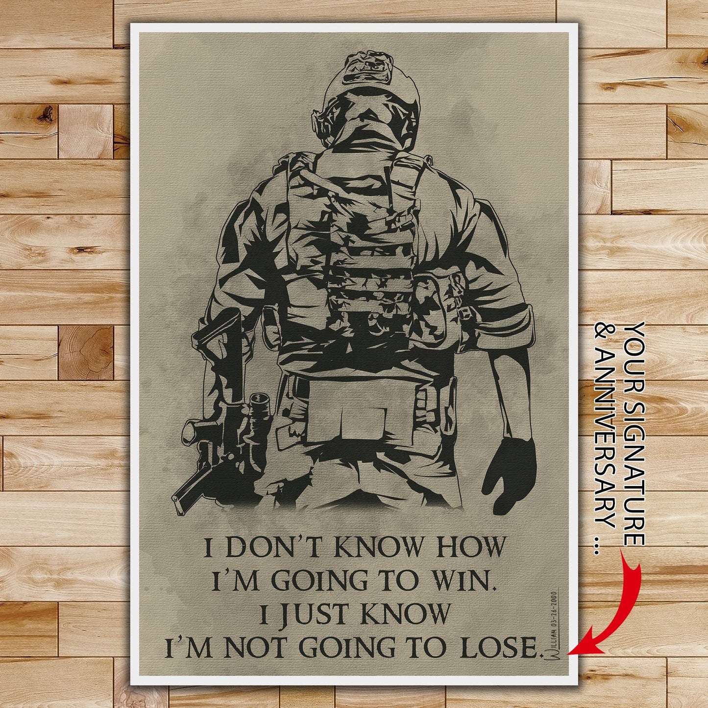 sd019 + sd033 - i'm not going to lose -pain - it tells you - you are not dead yet - home decoration - vertical poster - vertical canvas - soldier poster