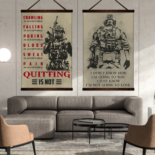 SD019 + SD032 - I'm Not Going To Lose - Quitting Is Not - Home Decoration - Vertical Poster - Vertical Canvas - Soldier Canvas