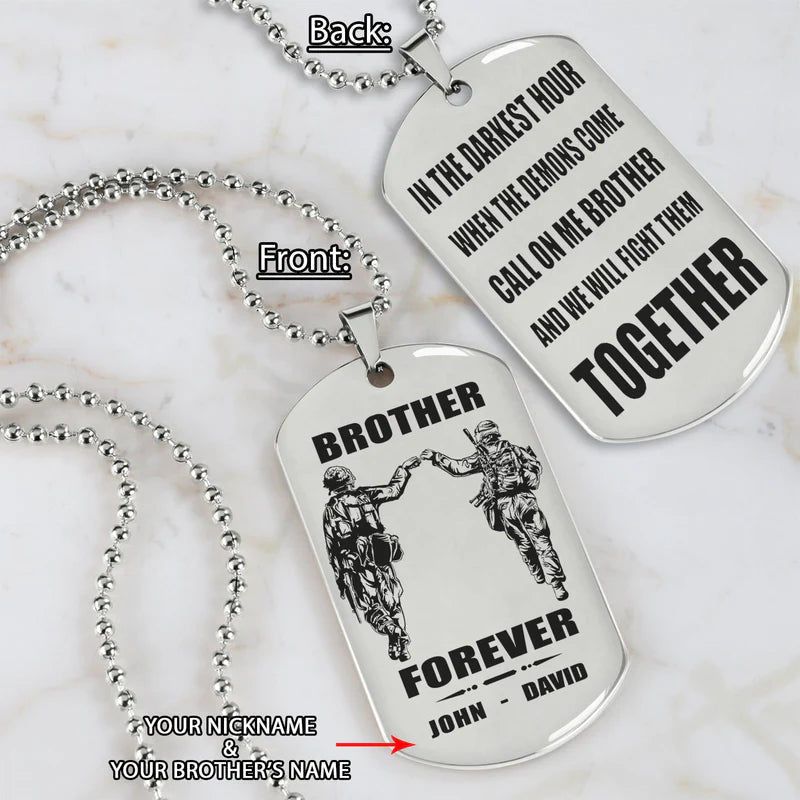 call on me brother - brother forever - dragon ball goku vegeta - soldier -engraved dog tag two side