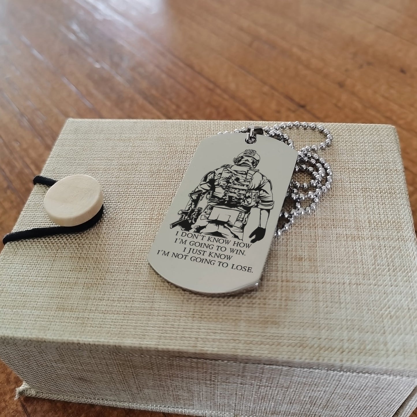 SDD020 - I'm Not Going To Lose - Soldier Dog Tag - Engrave Silver Dog Tag