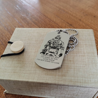 SDD020 - I'm Not Going To Lose - Soldier Dog Tag - Engrave Silver Dog Tag