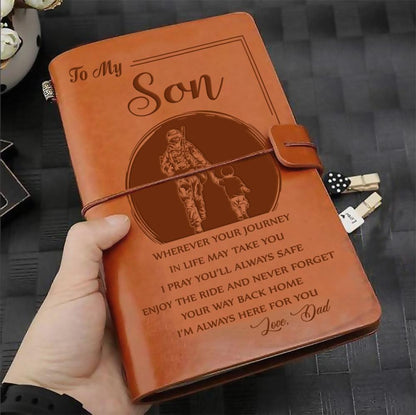 SDN018 (JD115) - Dad To Son - Wherever Your Journey - Vintage Journal -  Soldier Notebook