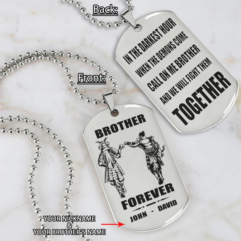call on me brother - brother forever - dragon ball goku vegeta - soldier -engraved dog tag two side