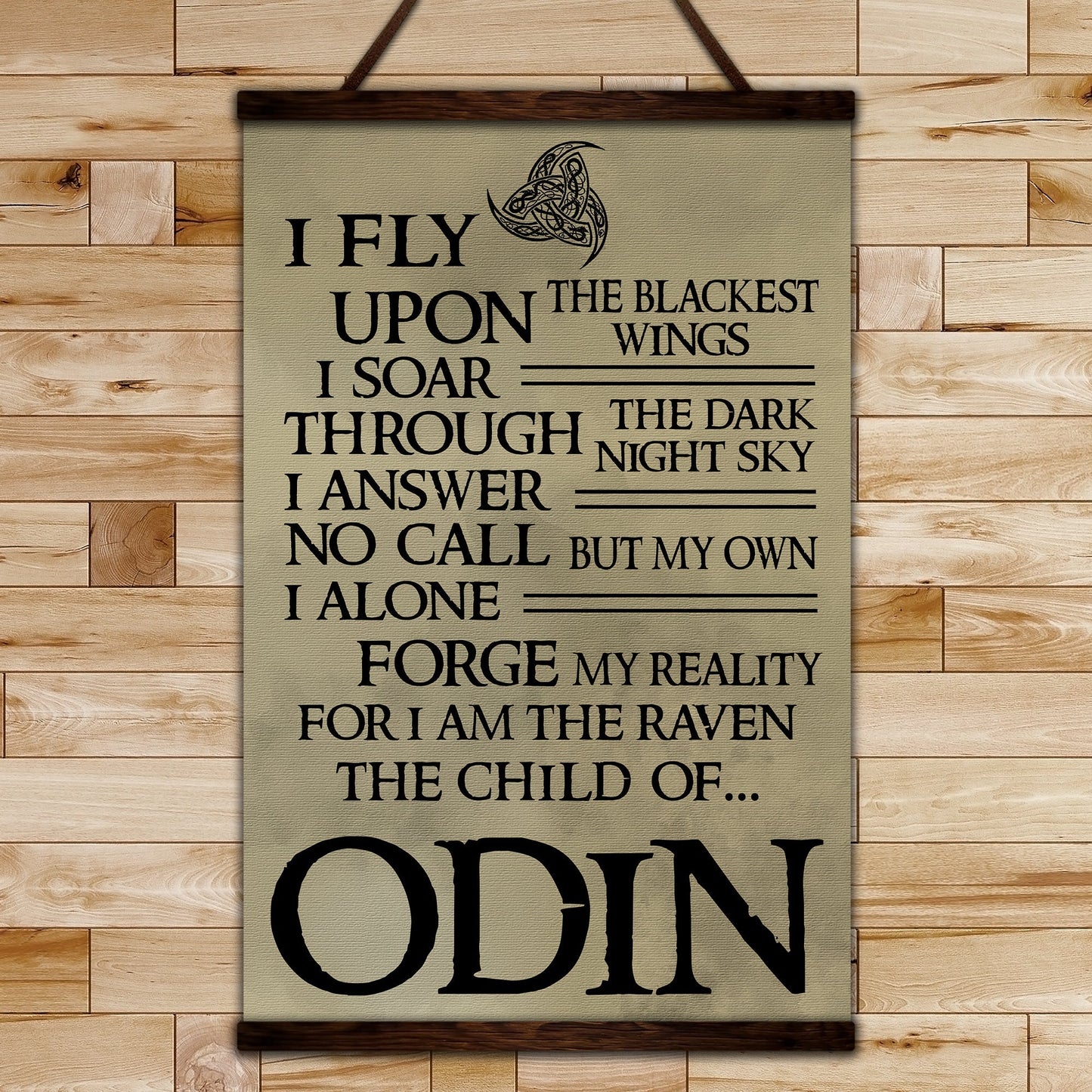 VK003 - Raven Odin - Viking Canvas With The Wood Frame