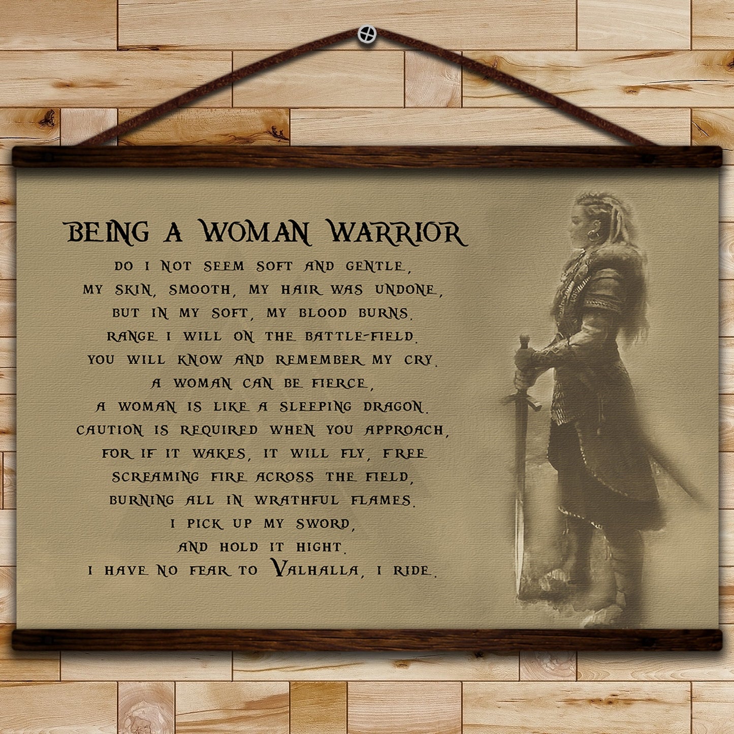 vk006 - being a woman warrior - lagethar - viking canvas with the wood frame