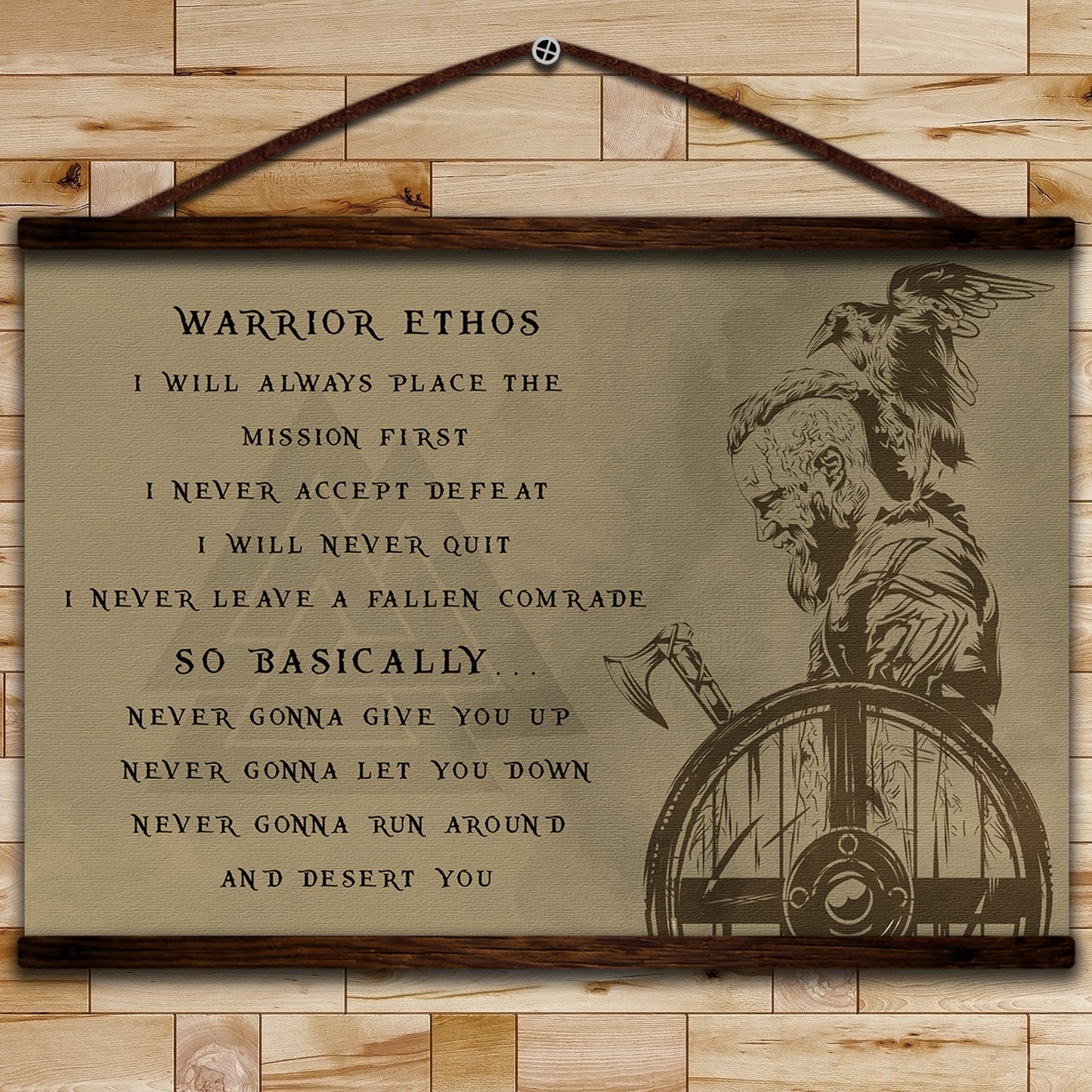 vk010 - warrior ethos - viking canvas with the wood frame