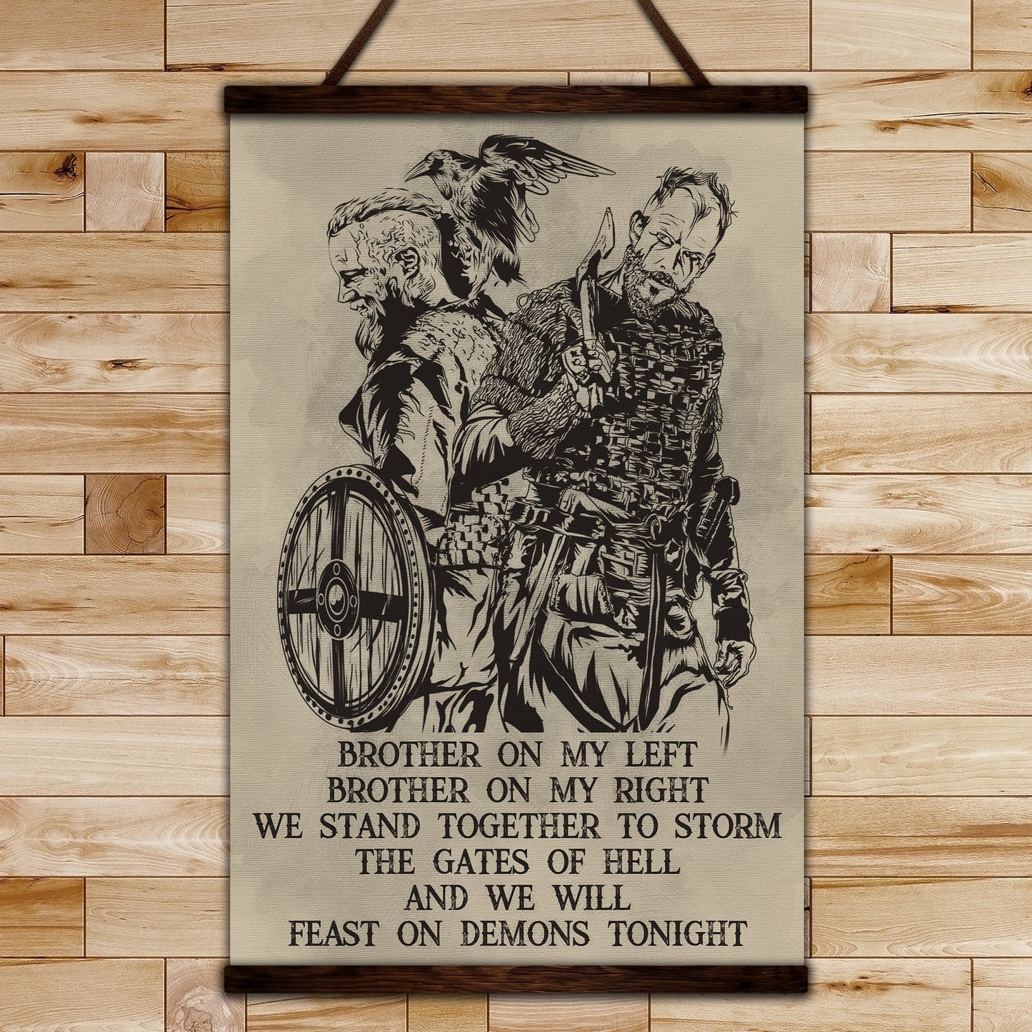 VK011 - Brother We Stand Together - Viking Canvas With The Wood Frame