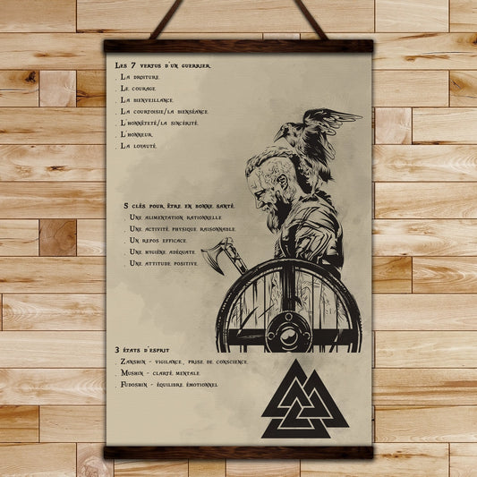 VK018 - 7 5 3 CODE - French - Ragnar - Viking Canvas With The Wood Frame
