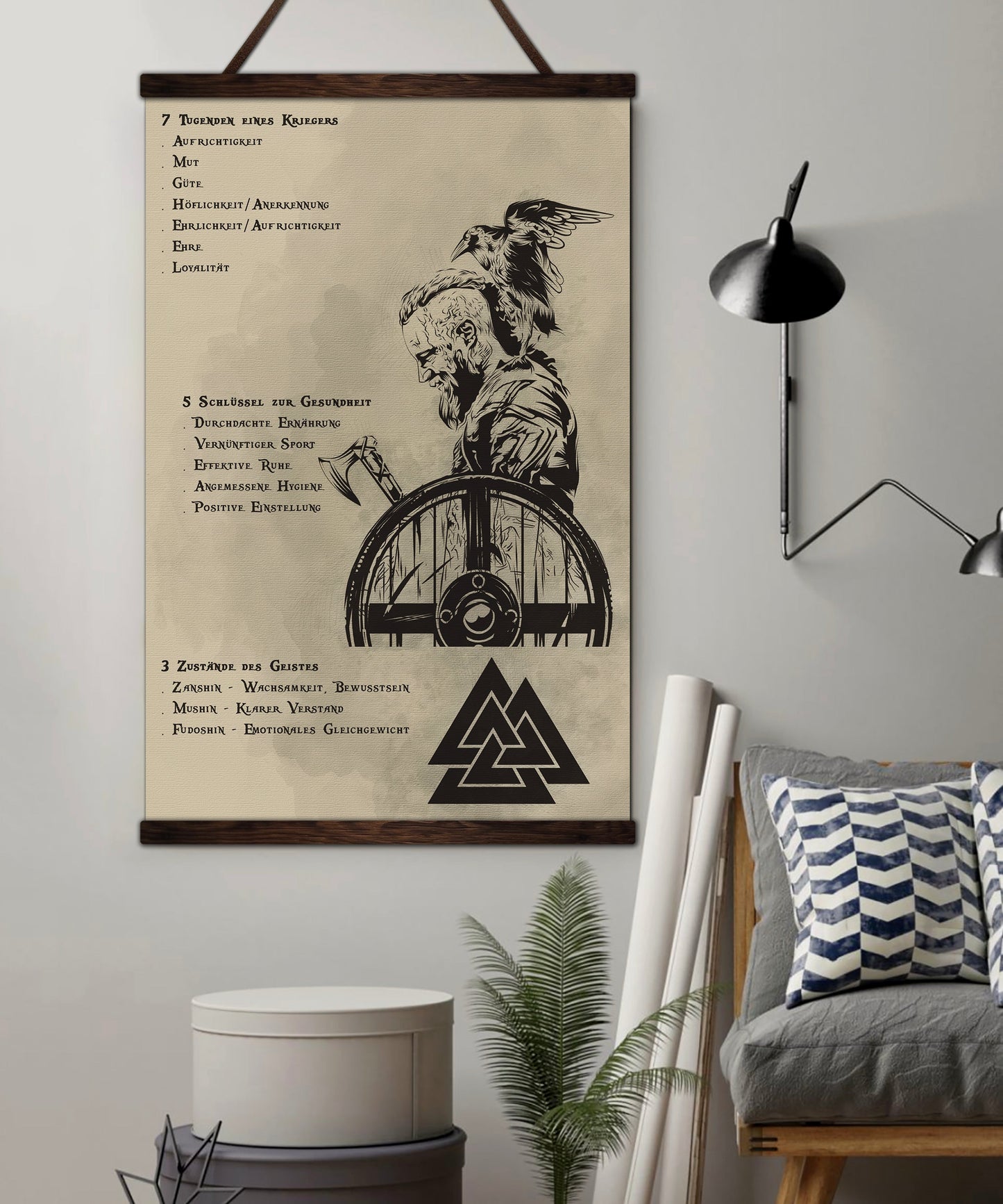 vk019 - 7 5 3 code - german - ragnar - viking canvas with the wood frame