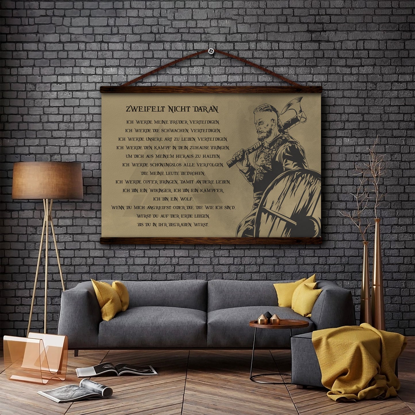 vk022 - make no mistake - german - ragnar - viking canvas with the wood frame