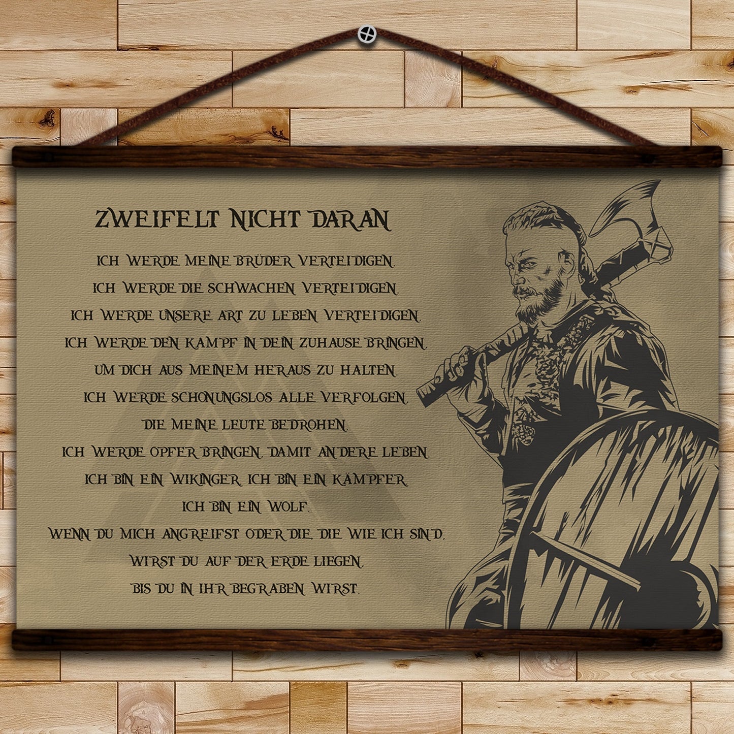 vk022 - make no mistake - german - ragnar - viking canvas with the wood frame
