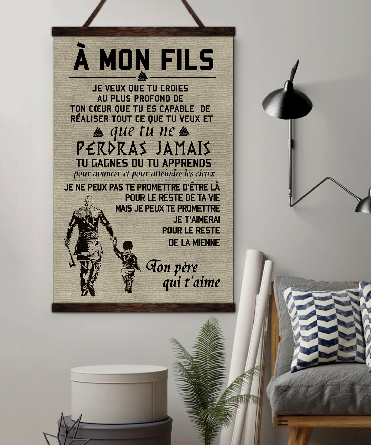 vk031 - to my son - french - viking canvas with the wood frame