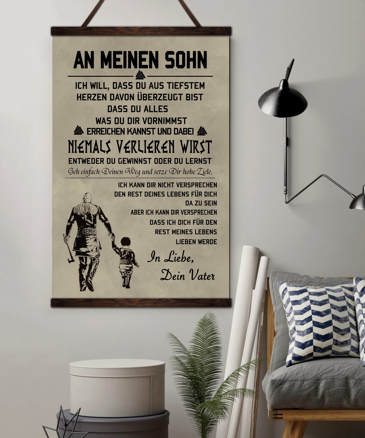 vk032 - to my son - german - viking canvas with the wood frame