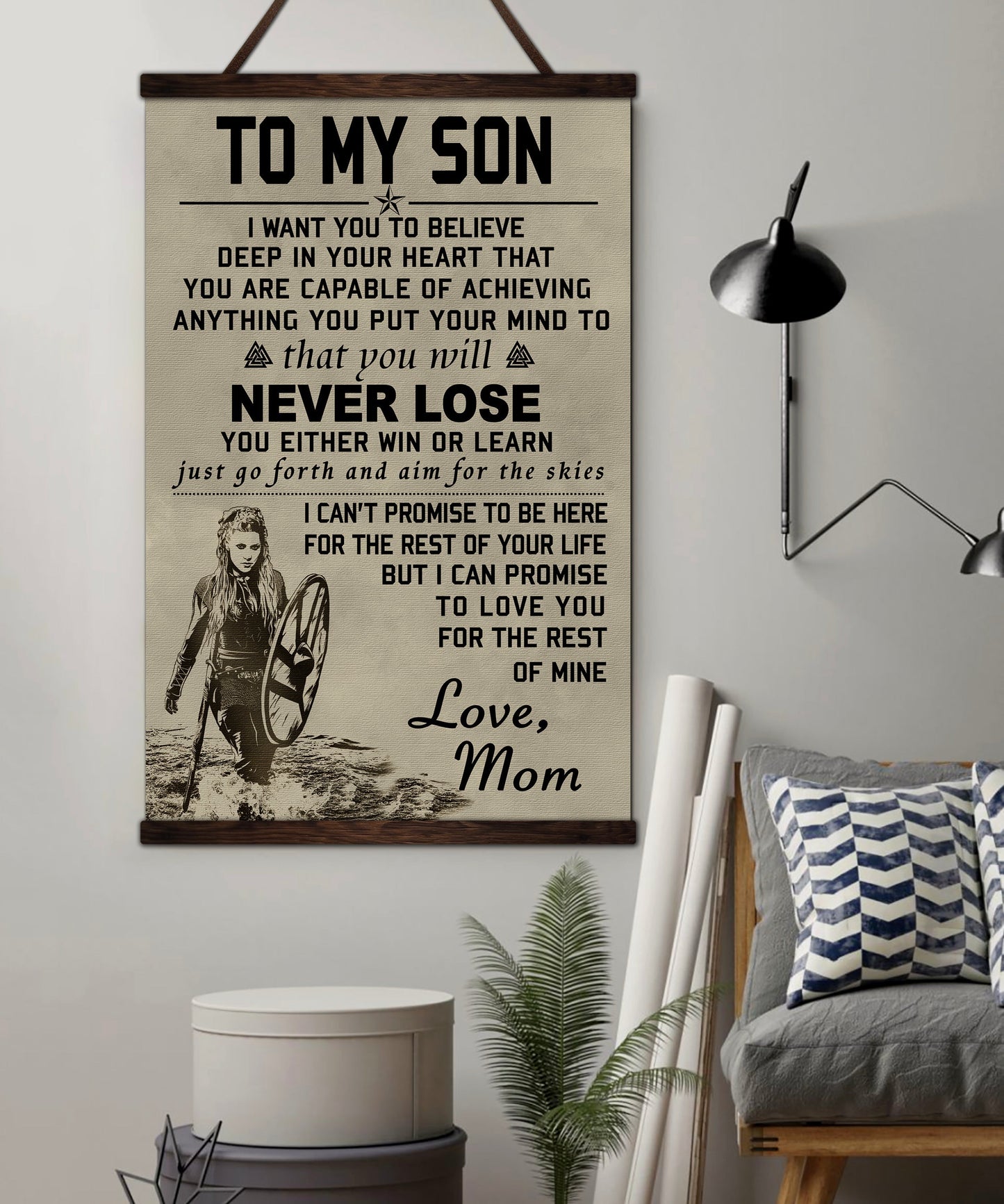 vk035 - to my son - lagertha - viking canvas with the wood frame