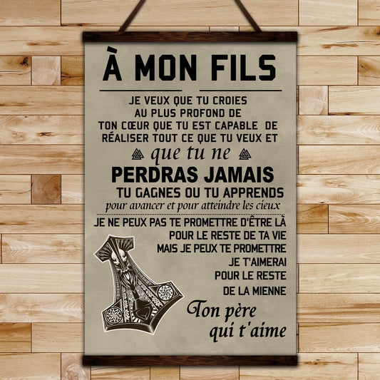 VK036 - To My Son - Never Lose - French - Viking Canvas With The Wood Frame