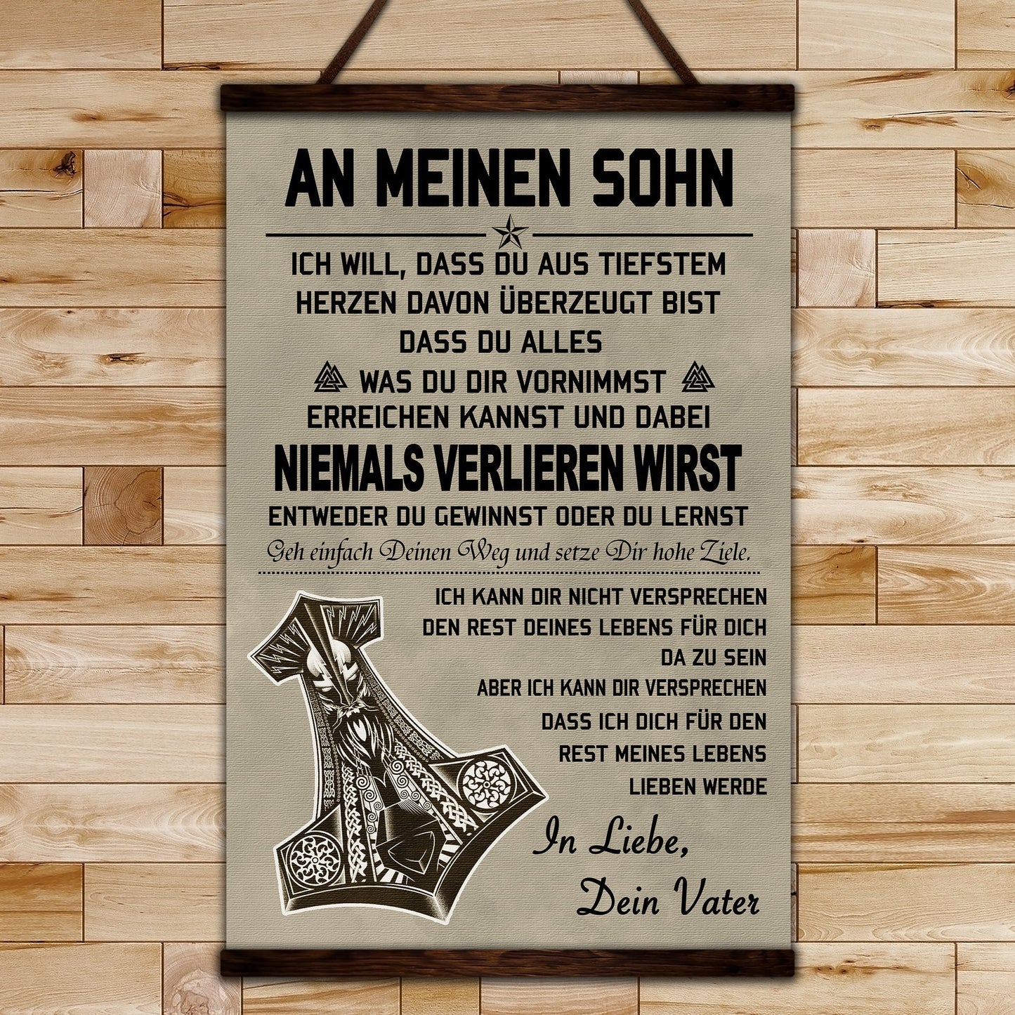 vk037 - to my son - never lose - german - viking canvas with the wood frame