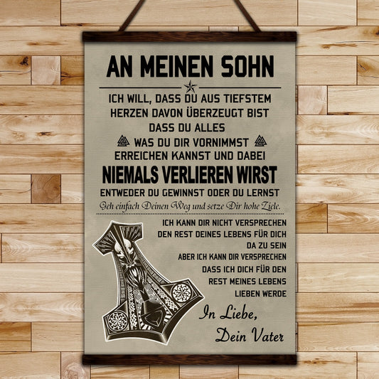 VK037 - To My Son - Never Lose - German - Viking Canvas With The Wood Frame