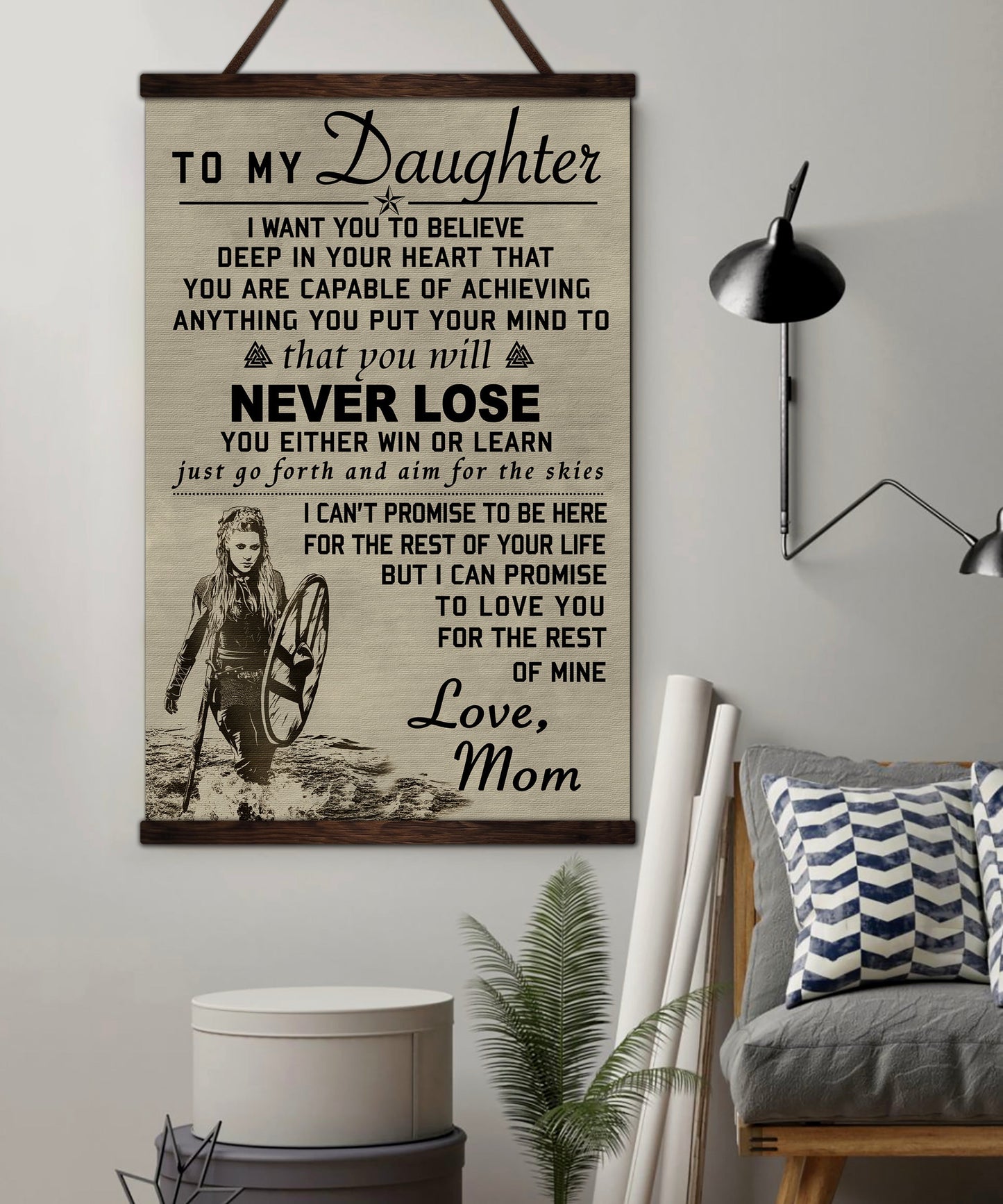 vk039 - to my daughter - lagertha - viking canvas with the wood frame
