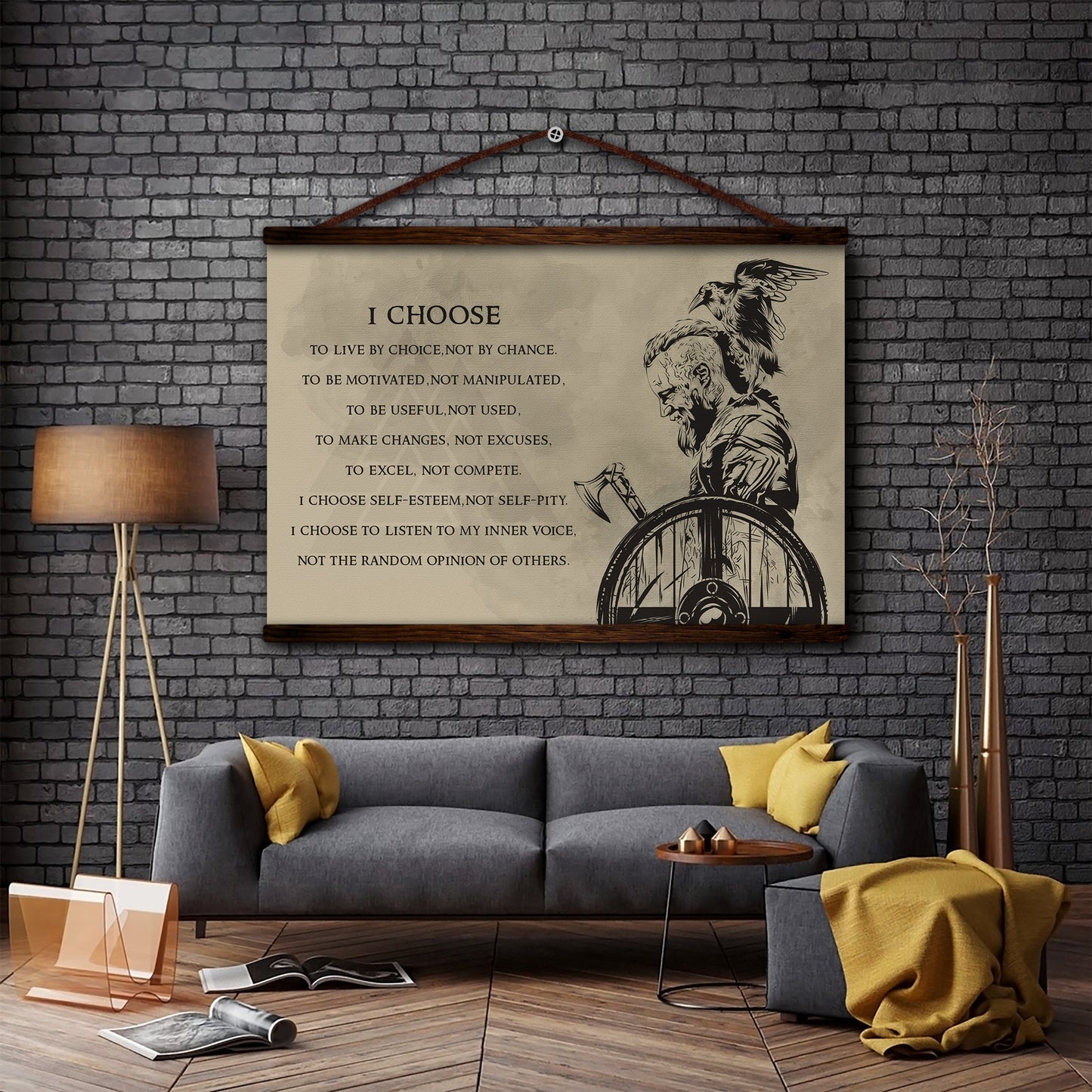 vk040 - i choose - ragnar - viking canvas with the wood frame
