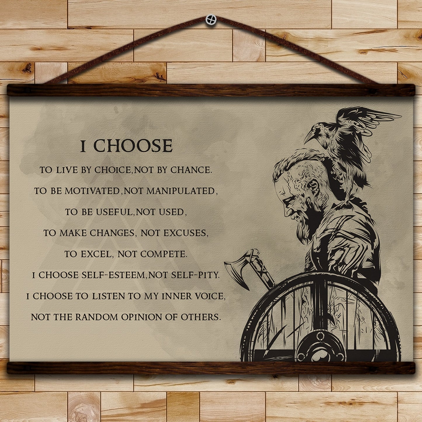 vk040 - i choose - ragnar - viking canvas with the wood frame