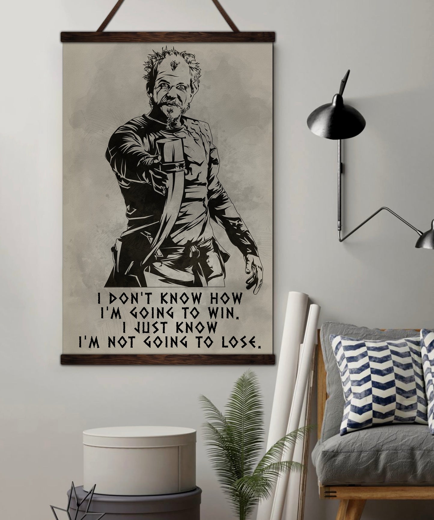 vk043 - i'm not going to lose - viking canvas with the wood frame
