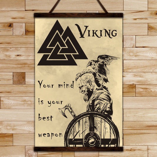 VK048 - Your Mind Is Your Best Weapon - Ragnar - Viking Canvas With The Wood Frame