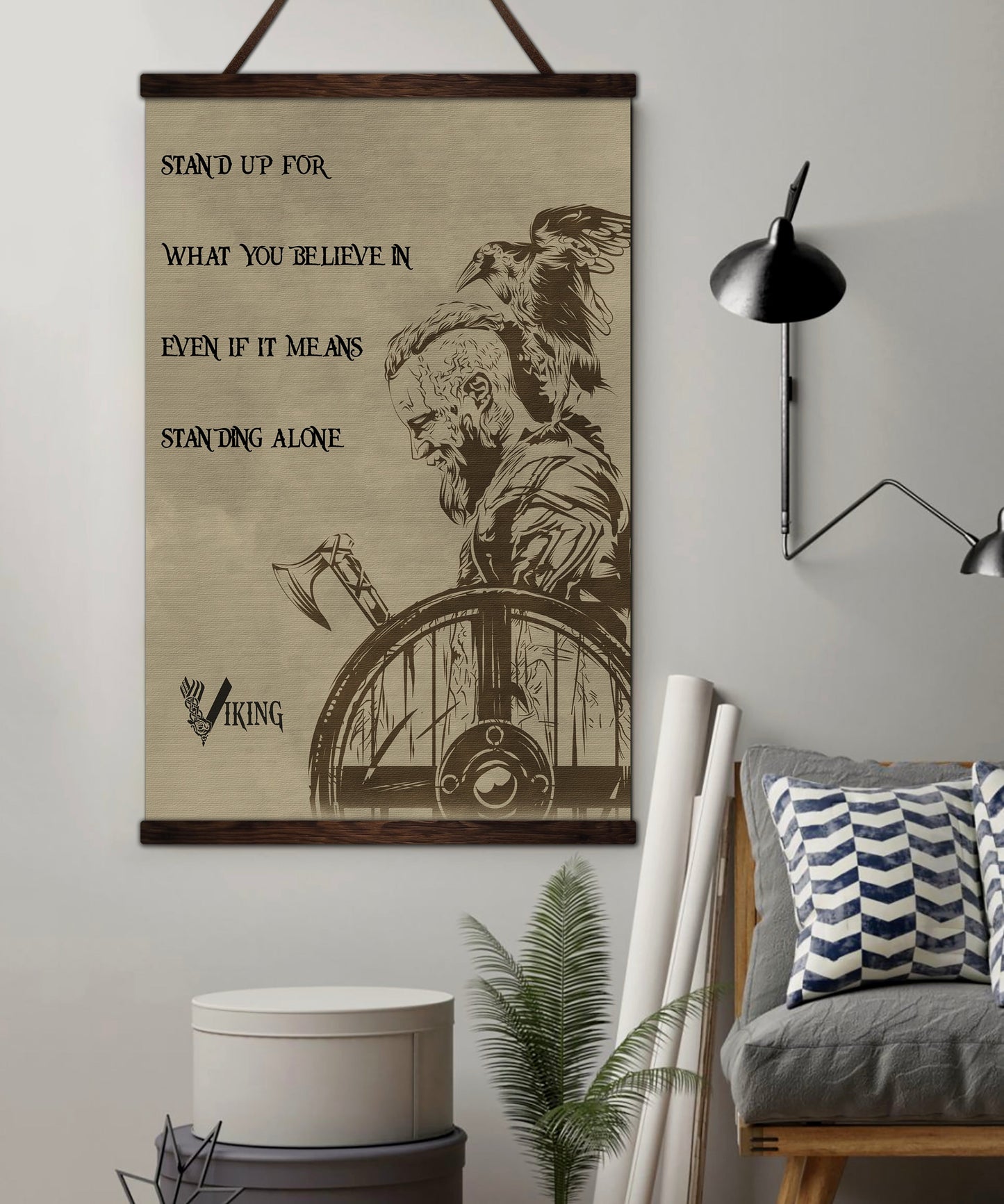 vk049 - stand alone - ragnar - viking canvas with the wood frame