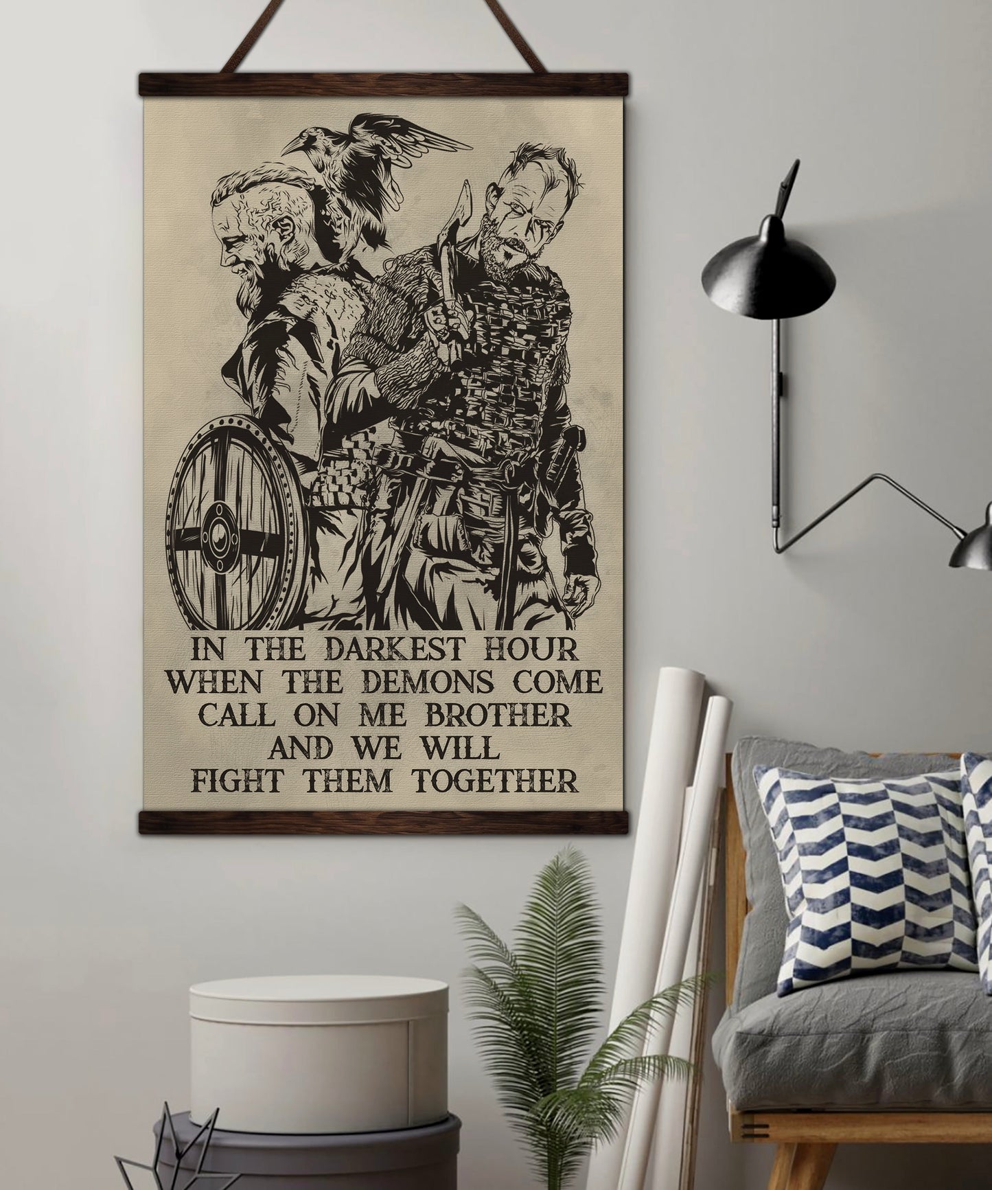 vk052 - call on me brother - viking canvas with the wood frame