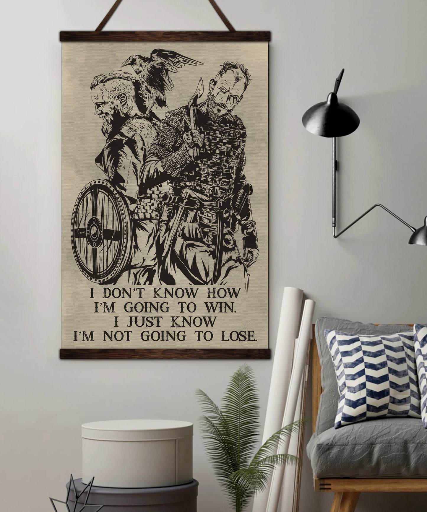 vk053 - i'm not going to lose - viking canvas with the wood frame