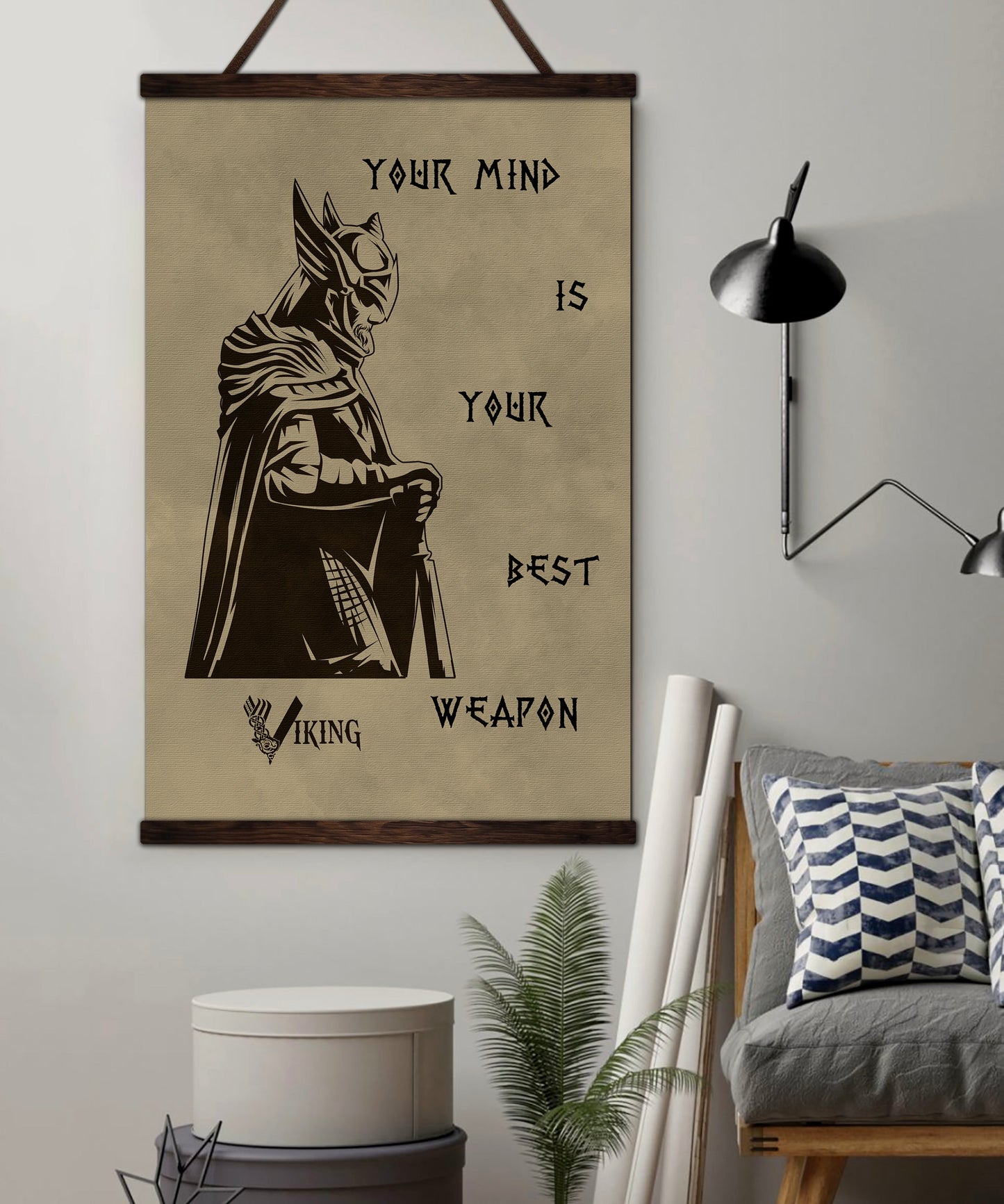 vk054 - your mind is your best weapon - viking - viking canvas with the wood frame