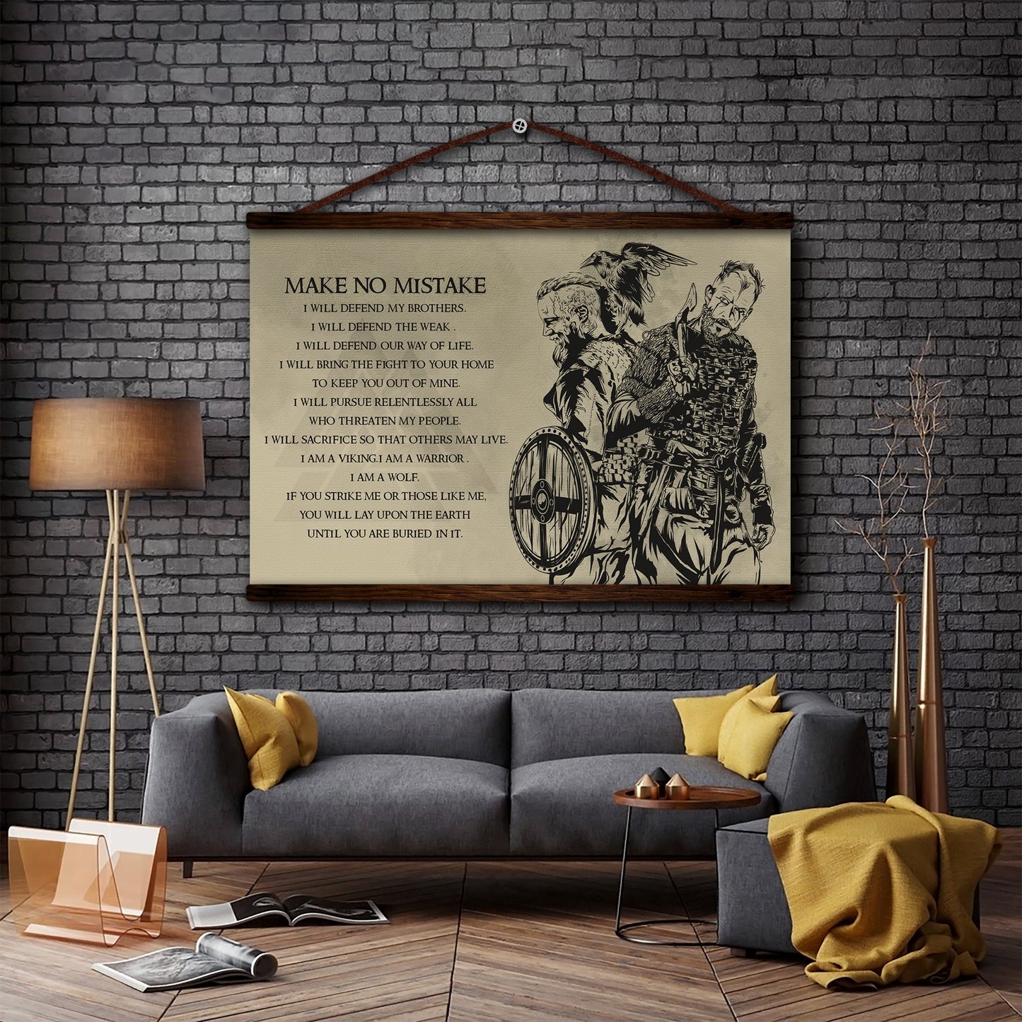 vk057 - make no mistake - viking canvas with the wood frame