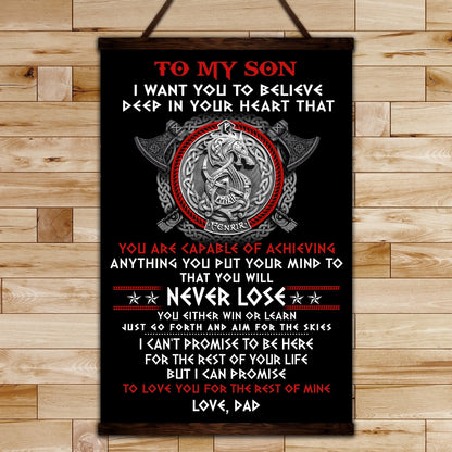 VK060 - To My Son - Never Lose - Viking Canvas With The Wood Frame
