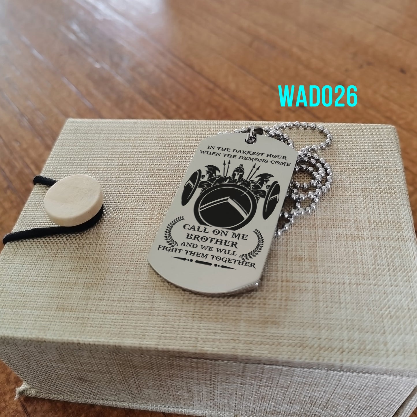 engrave - call on me brother - dragon ball dog tag - soldier dog tag - samurai dog tag - warrior dog tag