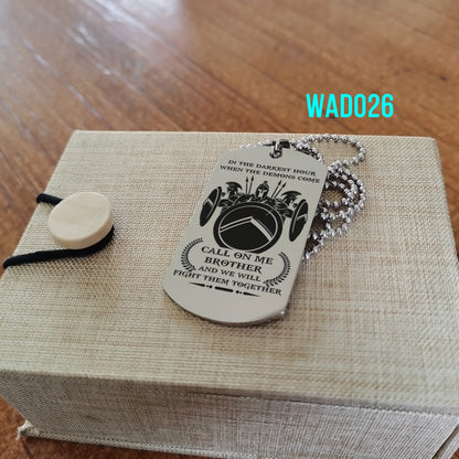 Engrave - Call On Me Brother - Dragon Ball Dog Tag - Soldier Dog Tag - Samurai Dog Tag - Warrior Dog Tag
