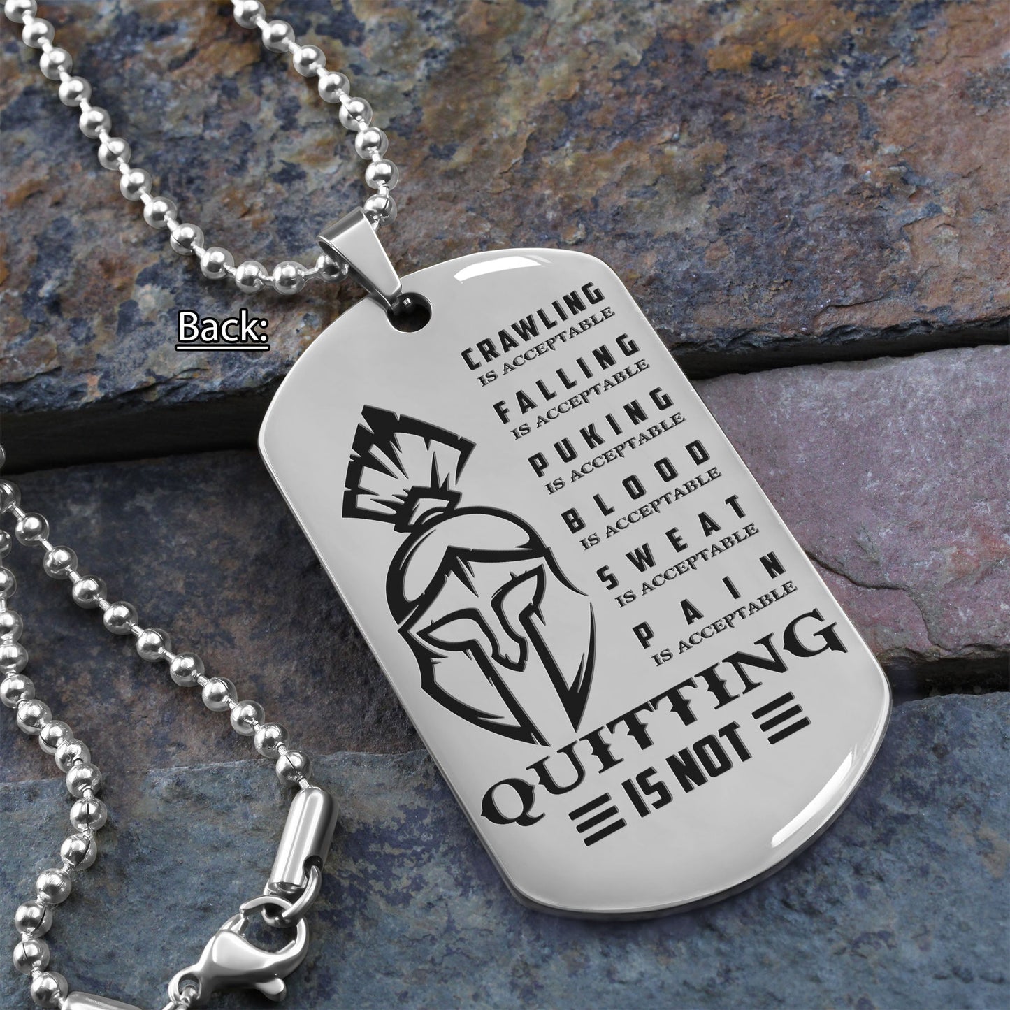 wad049 - call on me brother - quitting is not - warrior dog tag - engrave double sliver dog tag
