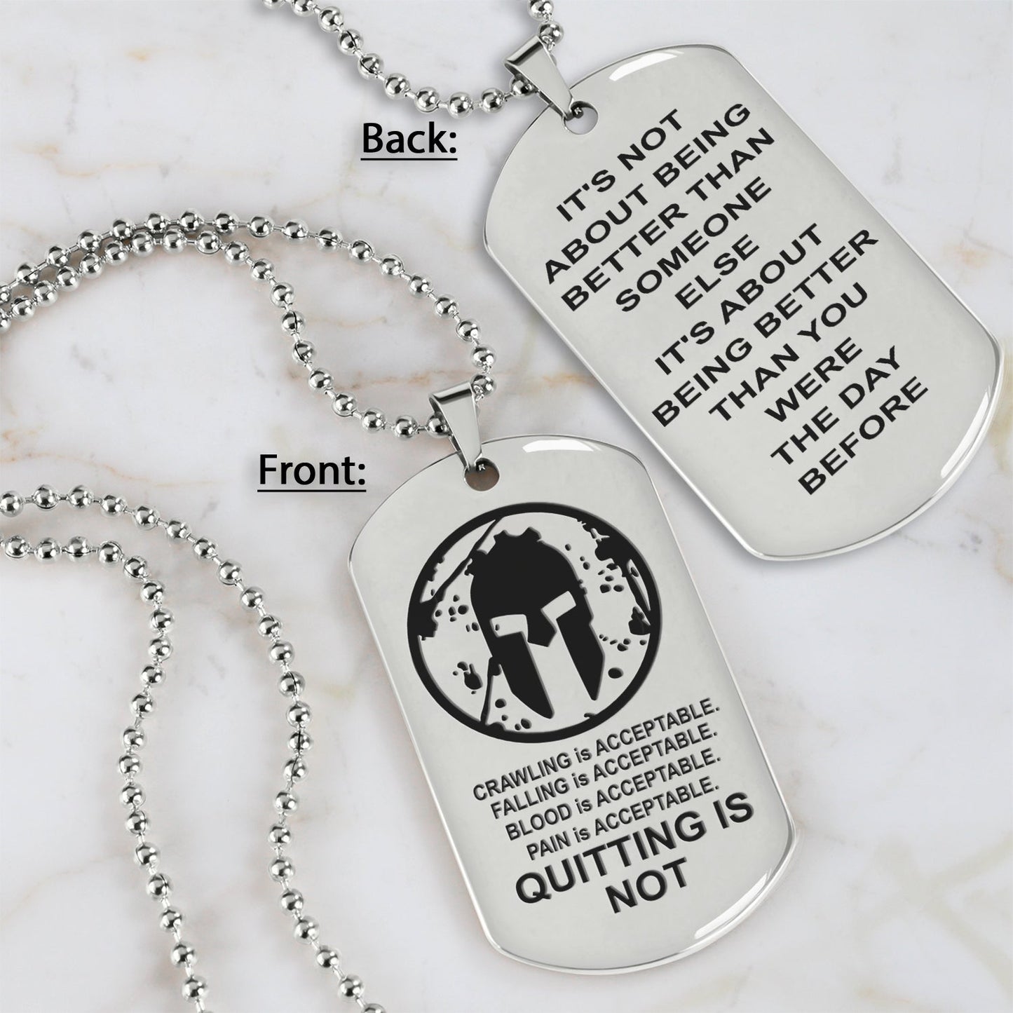 qt2 dog tag- quitting is not- dragon ball - goku vegeta- soldier - naruto - engraved dog necklace all style