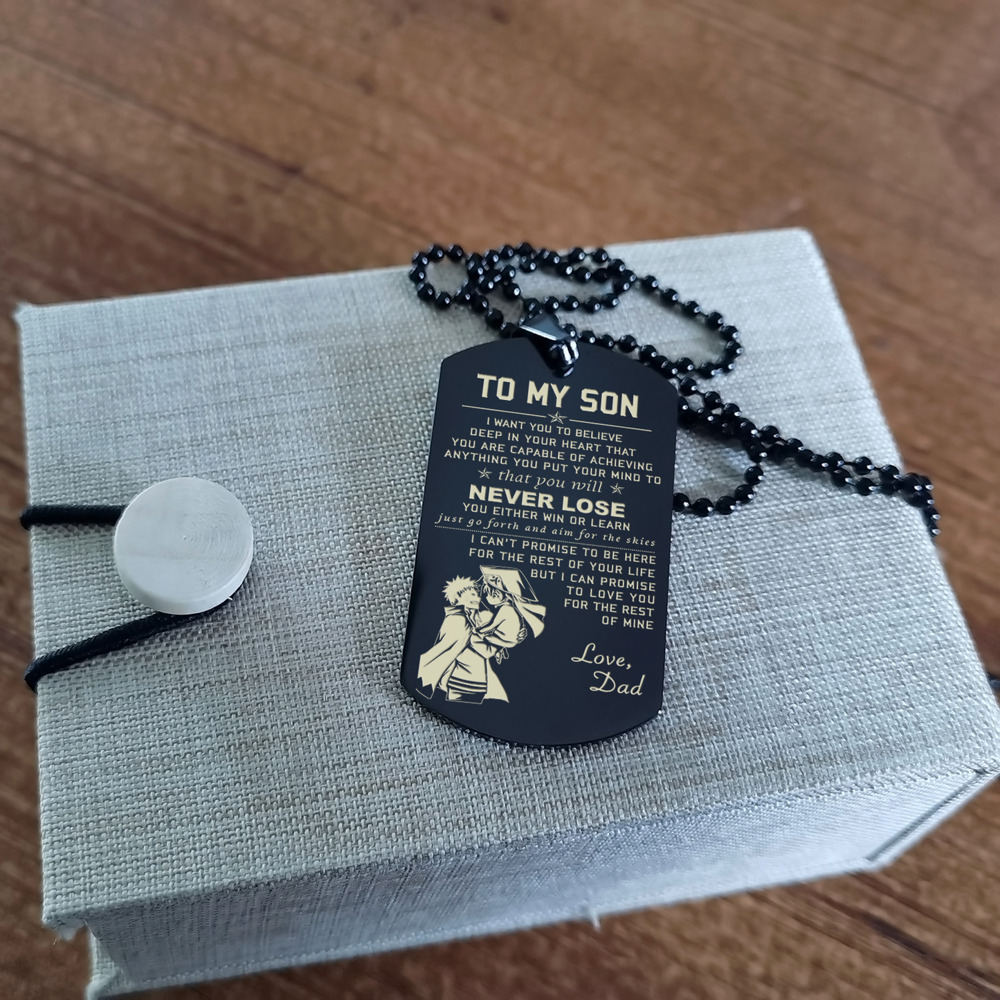 to my son-never lose - dragon ball - goku vegeta- soldier - engraved dog tag all style