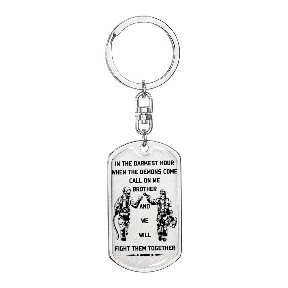 firefighter - call on me brother 2 - english - graphic dog tag with swivel keychain