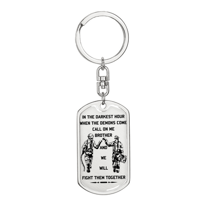 Firefighter - Call On Me Brother 2 - English - Graphic Dog Tag with Swivel Keychain