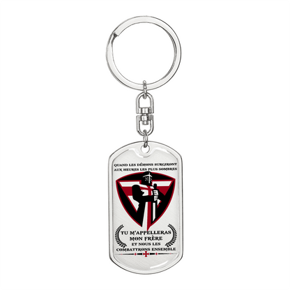 Knight Templar - Call On Me Brother 2 - French - Graphic Dog Tag with Swivel Keychain