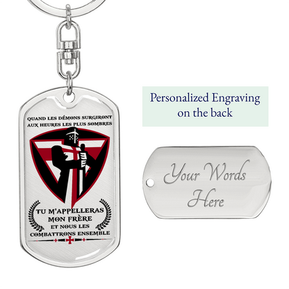 Knight Templar - Call On Me Brother 2 - French - Graphic Dog Tag with Swivel Keychain