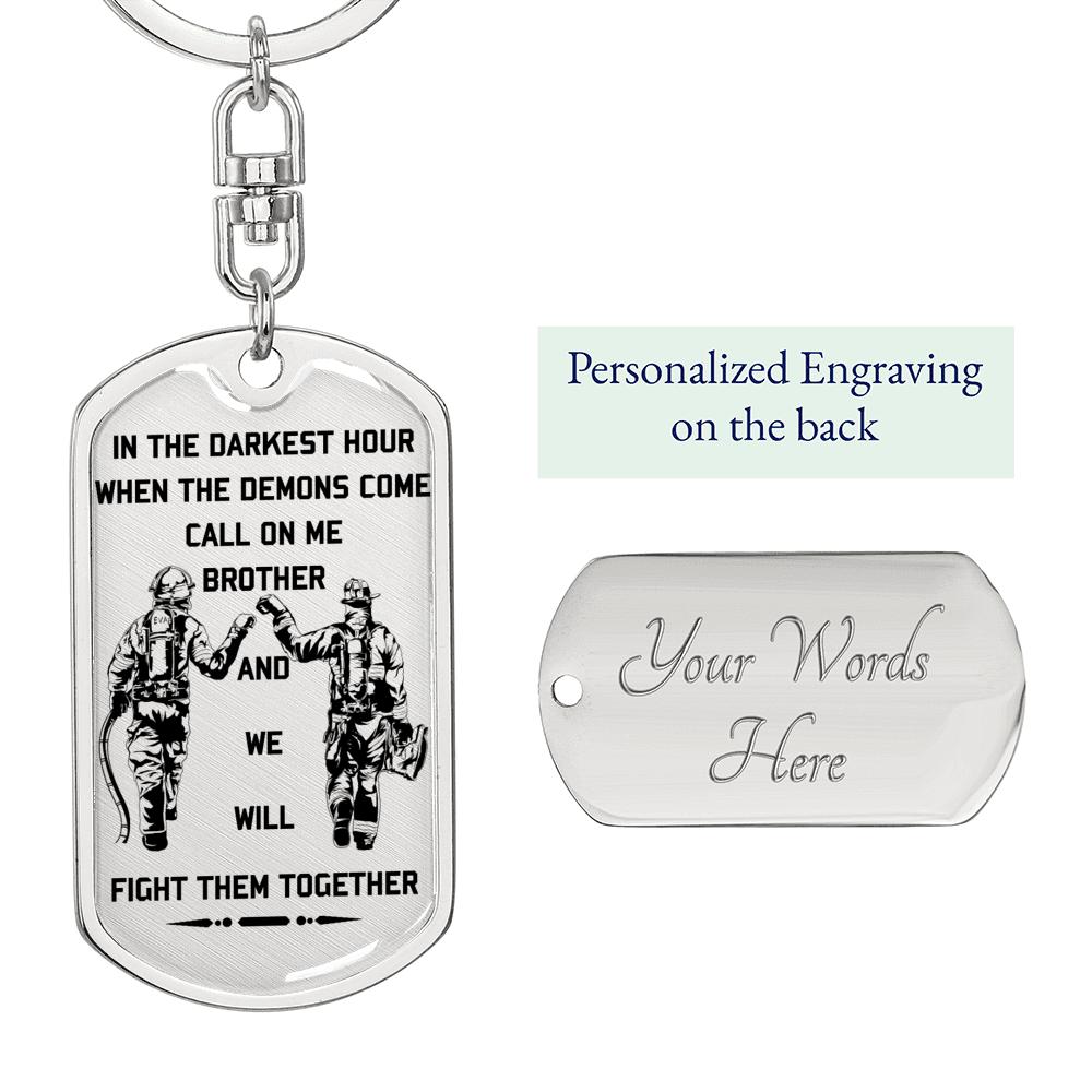 firefighter - call on me brother 2 - english - graphic dog tag with swivel keychain
