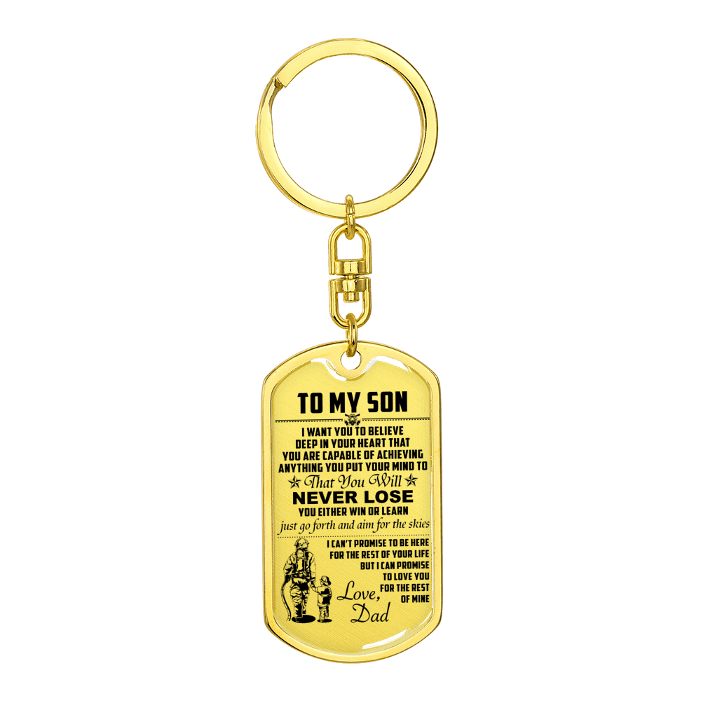 firefighter - dad to son - never lose - english - graphic dog tag with swivel keychain