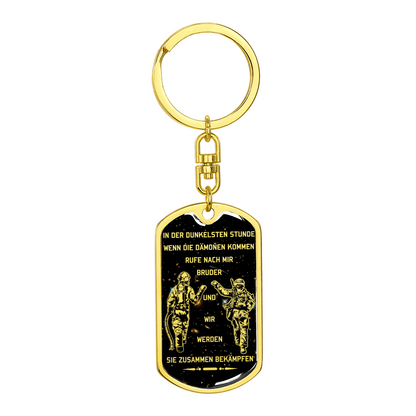 Soldier + Firefighter - Call On Me Brother - Galaxy - German - Graphic Dog Tag with Swivel Keychain