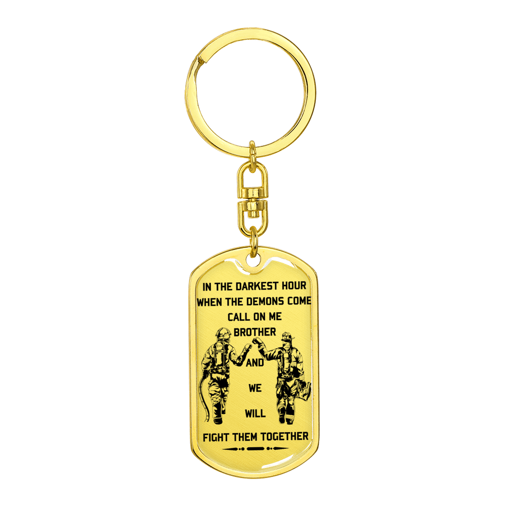 firefighter - call on me brother 2 - english - graphic dog tag with swivel keychain