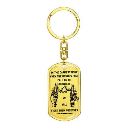 Firefighter - Call On Me Brother 2 - English - Graphic Dog Tag with Swivel Keychain