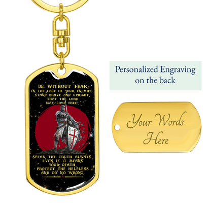 Knight Templar - Be Without Fear - English - Galaxy - Graphic Dog Tag with Swivel Keychain
